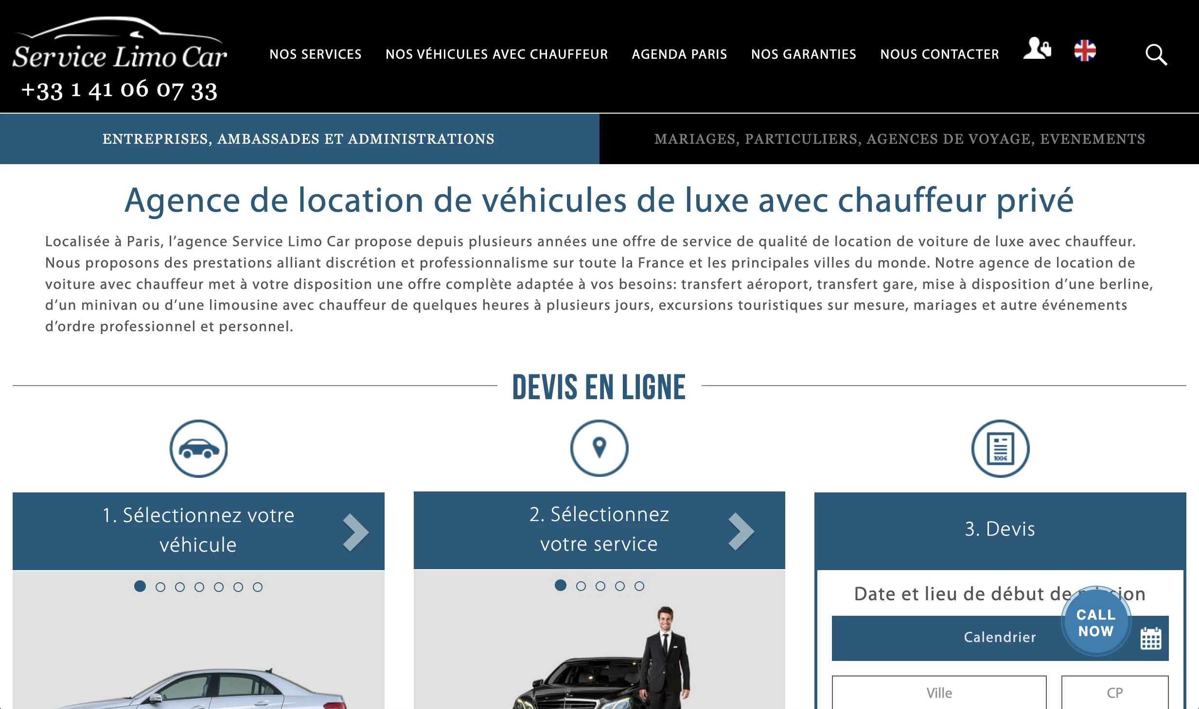 Aperçu — Service Limo Car — réservation de chauffeur et voiturier